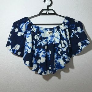 Show Me Your MuMu NWT Navy/White Heidi Floral Print Crop Top, Size Large